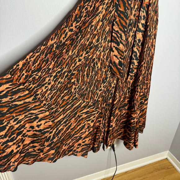 SANDRO Eliza Animal-Print Belted Midi Shirtdress Waist Belted Sz S - Picture 6 of 16